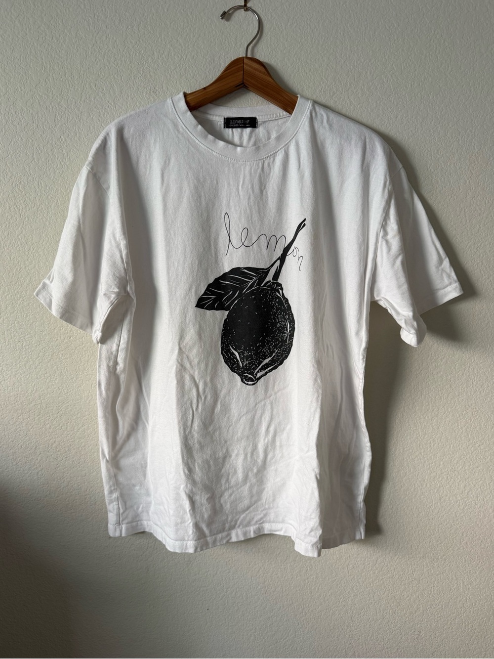White Tee with Black Lemon Graphic Tee